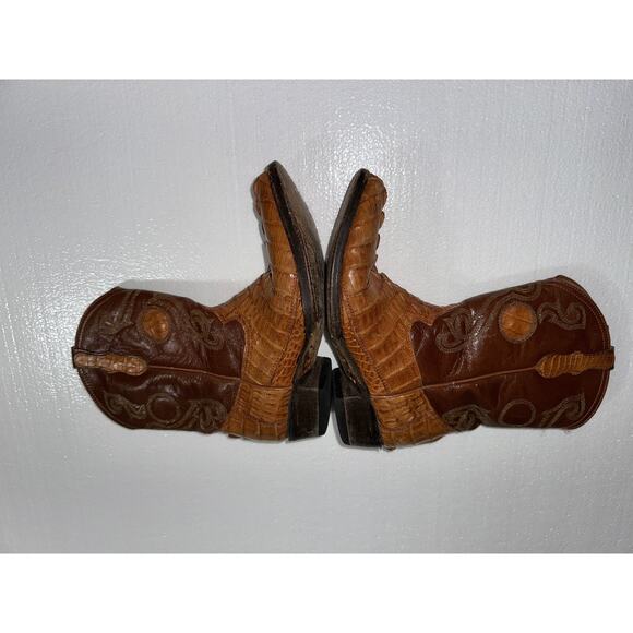 Espolon De Oro Boots Size Y 1 Brown‎ Alligator Embossed Exotic Cowboy Western - Picture 3 of 15